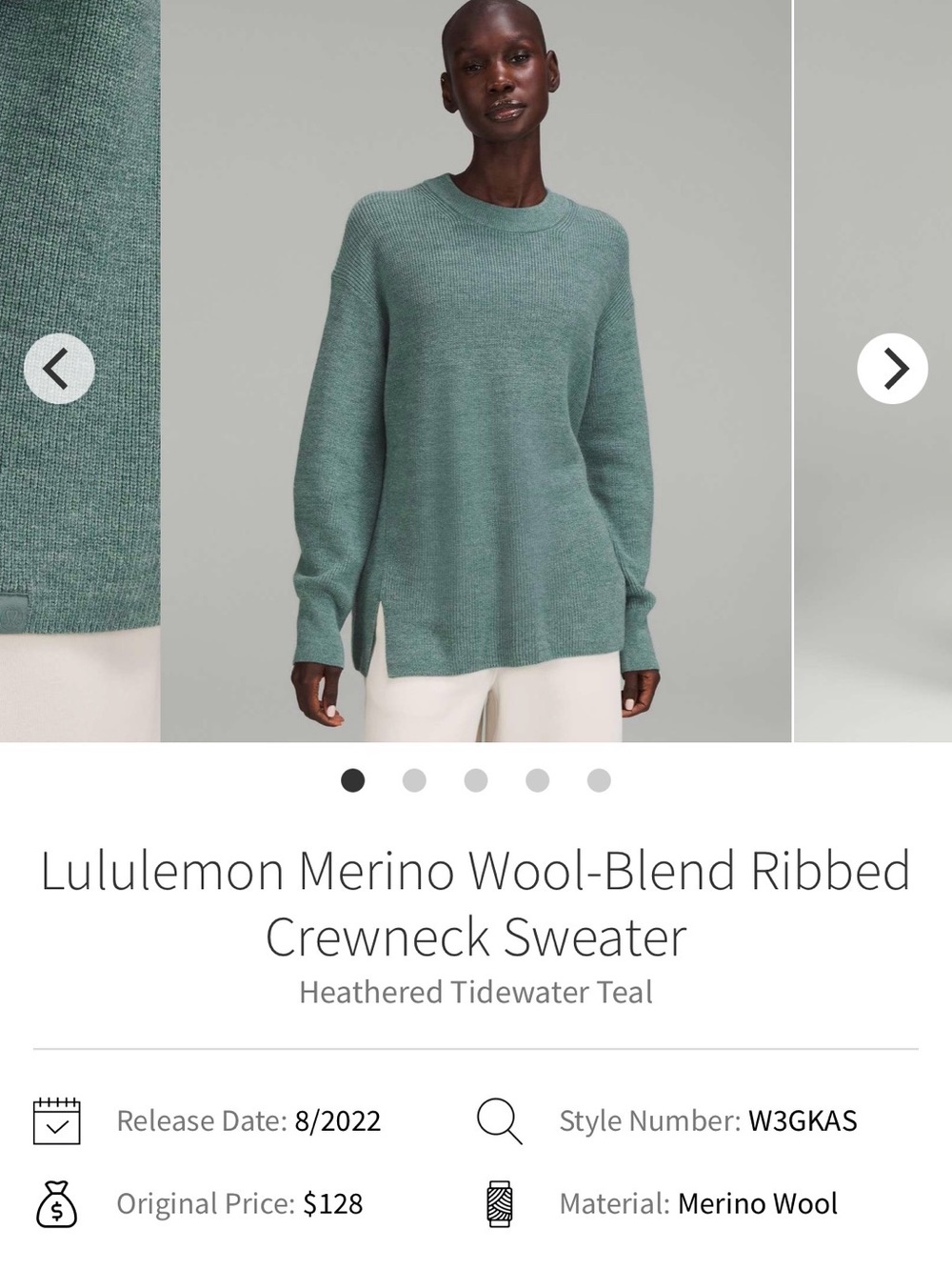 lululemon athletica Heathered Tidewater Teal Merino Wool-Blend Crewneck Sweater